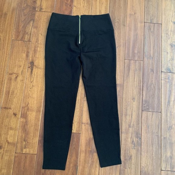 bebe Women's Tuxedo Black Tapered Leg Back Zip Flat Front Dress Pants Size L - Picture 4 of 11